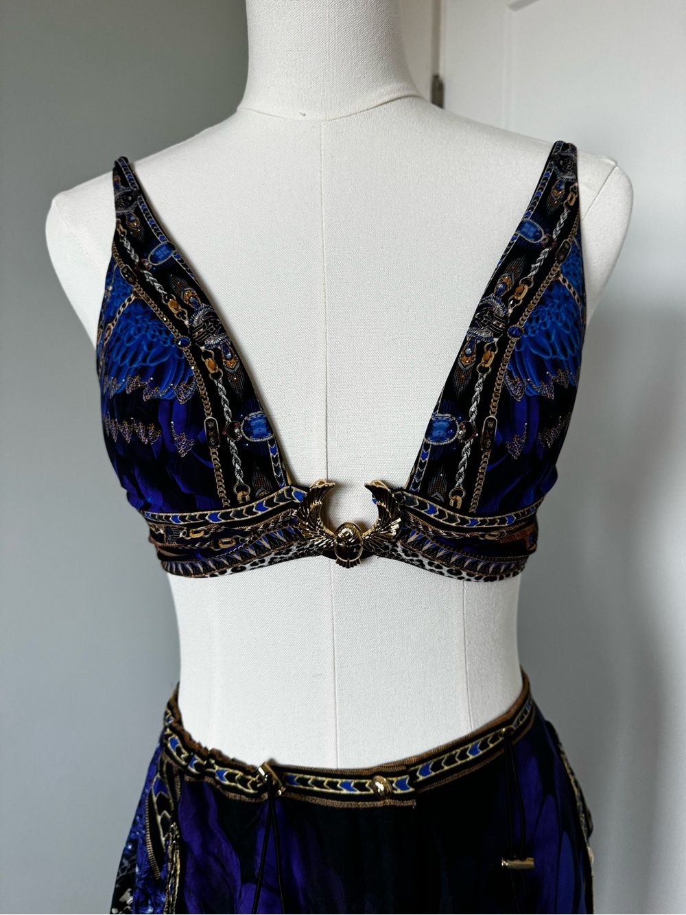 Camila Three-Piece Printed Set in Black and Deep Blue - Picture 7 of 7